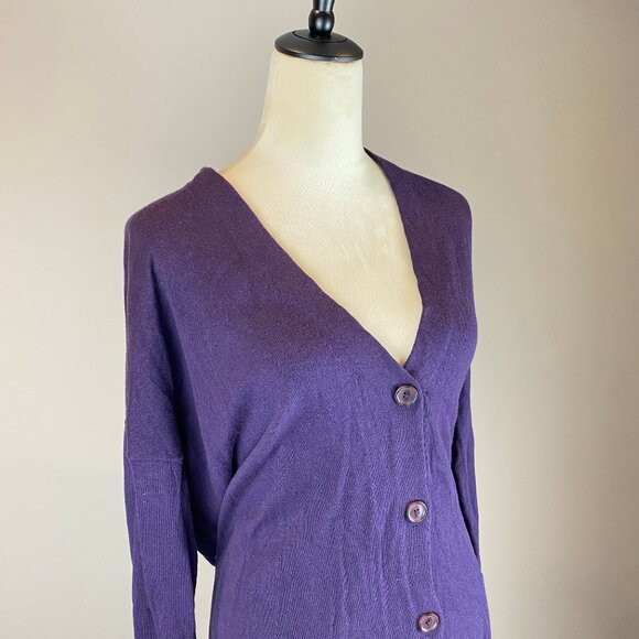 NWT J. Jill V-Neck Long Cardigan Sweater Women's Size Large Purple - Picture 2 of 14